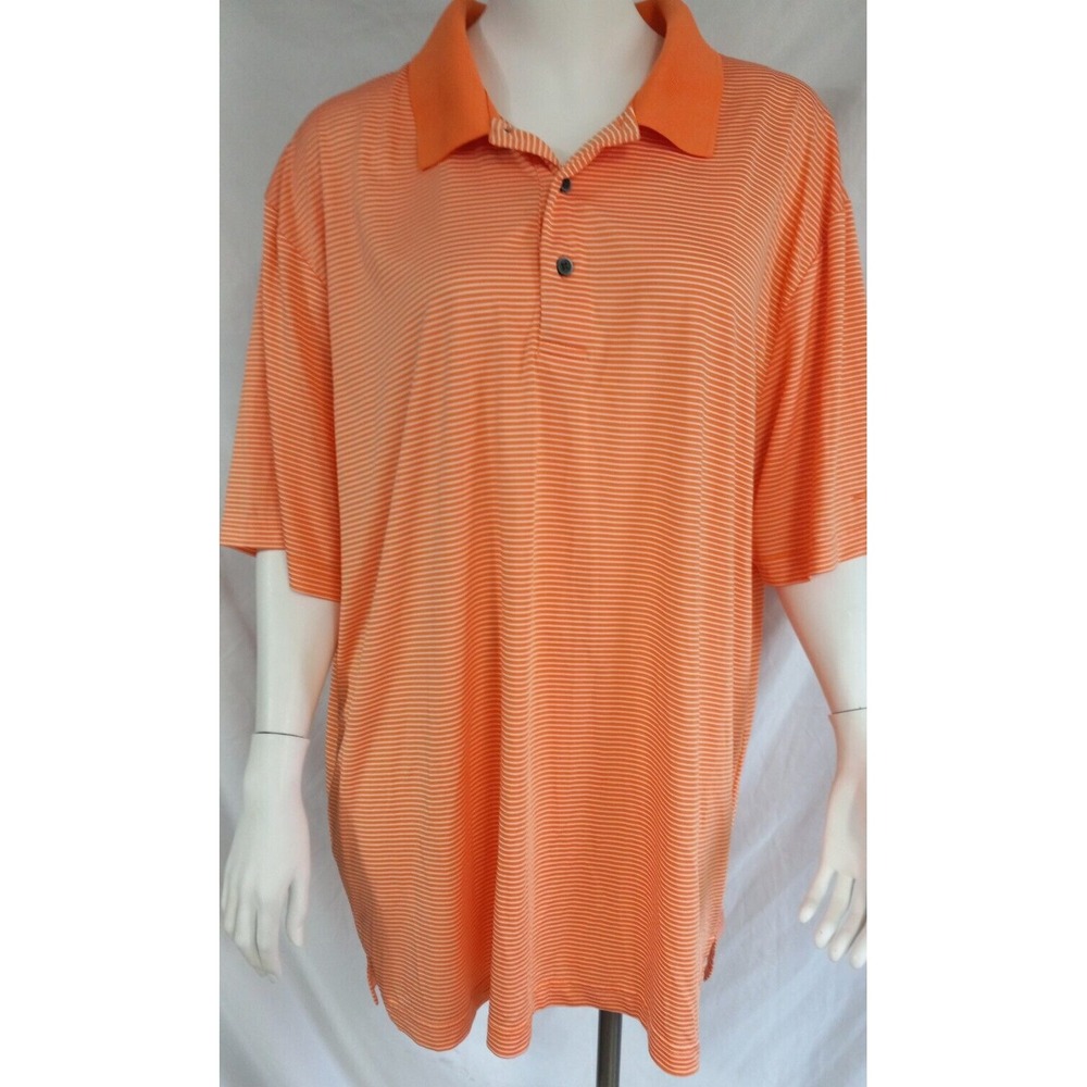 Grand Slam XXL men's polo golf shirt orange white striped lightweight bright